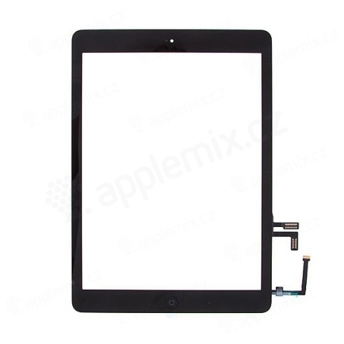 Dotykové sklo (touch screen) s flex kabelem a Home Buttonem pro Apple iPad Air 1.gen. - černé - kvalita A+