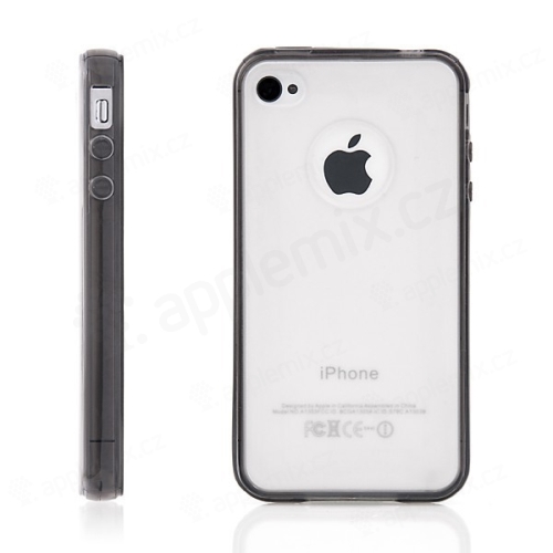 Ochranný plasto-gumový kryt pro Apple iPhone 4 / 4S - matný průhledný s šedým rámečkem
