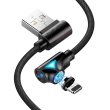 Nabíjecí kabel FLOVEME Lightning pro Apple zařízení - magnetický - tkanička - černý - 1m