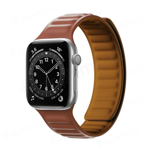 Remienok pre Apple Watch 45 mm / 44 mm / 42 mm - magnetický - silikónový - hnedý