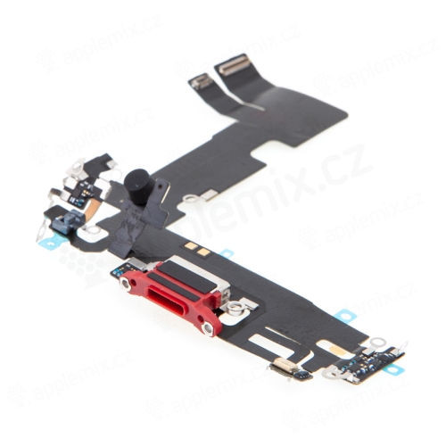 Napájací a dátový konektor s flex káblom + mikrofóny pre Apple iPhone 13 - červený - kvalita A+