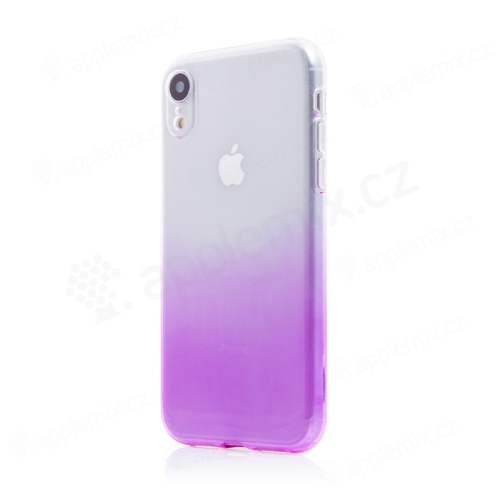 Kryt pro Apple iPhone Xr - barevný přechod - gumový - průhledný / fialový