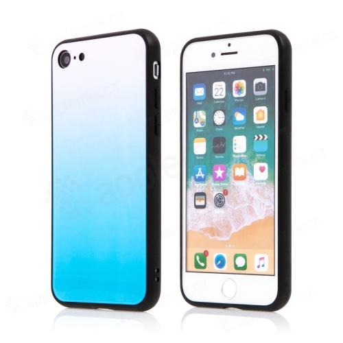 Kryt pre Apple iPhone 7 / 8 / SE (2020) / SE (2022) - farebný gradient a lesklý efekt - guma / sklo - modrý / ružový