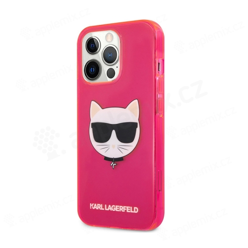 Kryt KARL LAGERFELD pro Apple iPhone 13 Pro Max - hlava Choupette - gumový - růžový