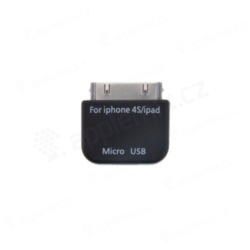 Redukce micro USB / 30pin konektor pro Apple iPhone / iPad / iPod - černá