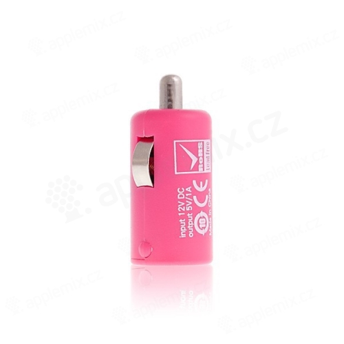 Mini USB auto nabíječka pro Apple iPhone / iPod - růžová