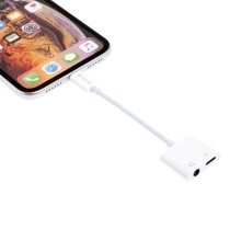 Přepojka / adaptér Lightning DEVIA na Lightning a 3,5mm jack - pro Apple iPhone - 10 cm - bílá
