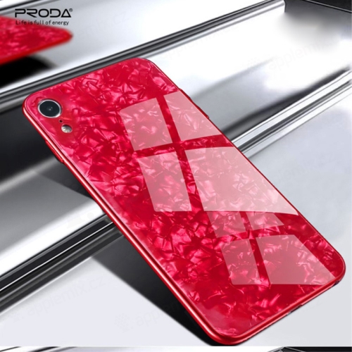 Kryt  PRODA pro Apple iPhone Xr - perleťová 3D textura - gumový / skleněný - červený