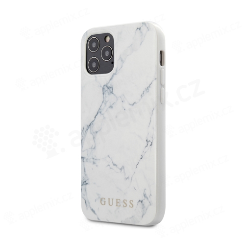Kryt GUESS Marble pro Apple iPhone 12 / 12 Pro - plastový / gumový - mramorový - bílý