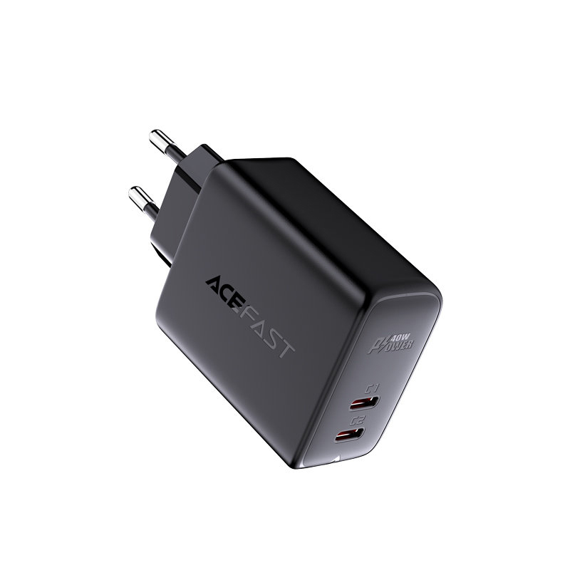 40W EU adaptér / nabíječka ACEFAST - 2x USB-C (20+20W) Power Delivery - černý