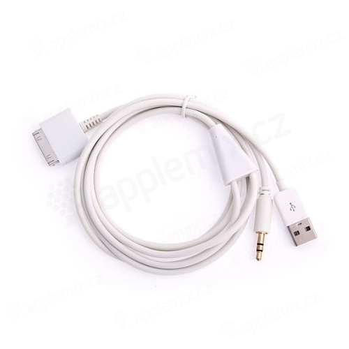 Nabíjecí kabel 3v1 Audio / Data / USB pro Apple iPhone a iPod - bílý