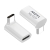 Přepojka / adaptér USB-C samice / USB-C samec - 40Gb / 140W - lomená - bílá