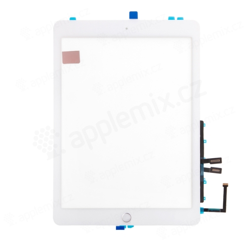 Dotykové sklo (dotyková vrstva) pre Apple iPad 9,7" (2018) + Home Button (namontované) - biele - Kvalita A+
