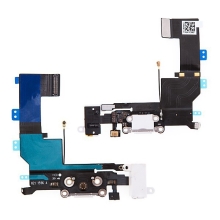 Napájecí a datový konektor s flex kabelem + audio konektor jack pro Apple iPhone 5S - bílý - kvalita A+