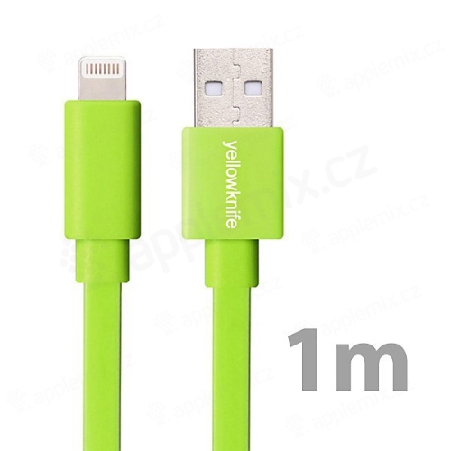 MFI Certifikovaný synchronizační a nabíjecí kabel Lightning YELLOWKNIFE pro Apple iPhone / iPad / iPod - zelený - 1m