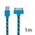 Synchronizační a nabíjecí kabel s 30pin konektorem pro Apple iPhone / iPad / iPod - tkanička - plochý modrý - 1m