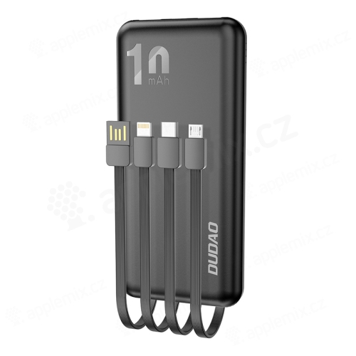 Externí baterie / power bank DUDAO - 4x kabel - USB-A / USB-C / Micro USB / Lightning - 10000 mAh - bílá