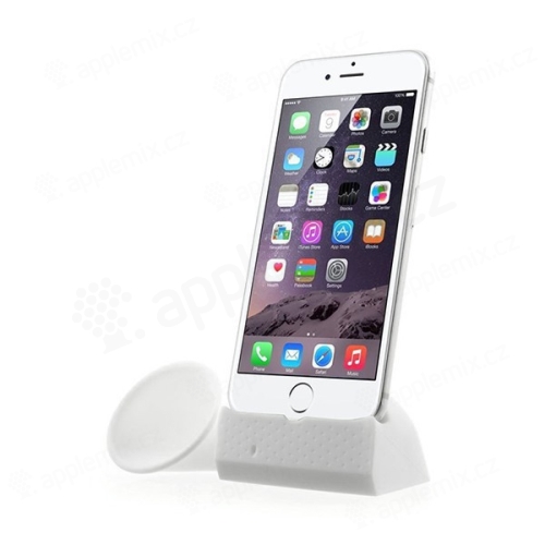 Přenosný silikonový stojánek KALAIXING se zesilovačem zvuku pro Apple iPhone 6 / 6S / 7 - bílý