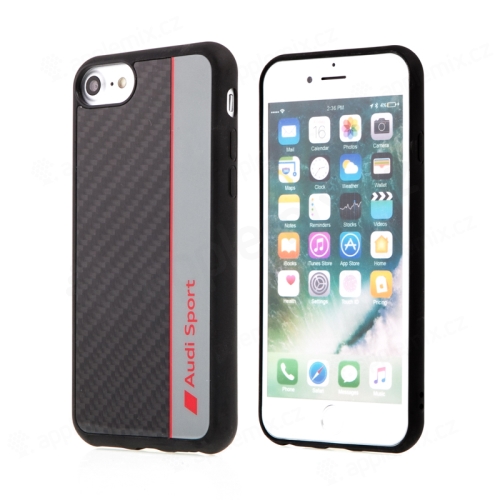 Kryt AUDI Sport pro Apple iPhone 7 / 8 / SE (2020) - karbon / černý + červený nápis