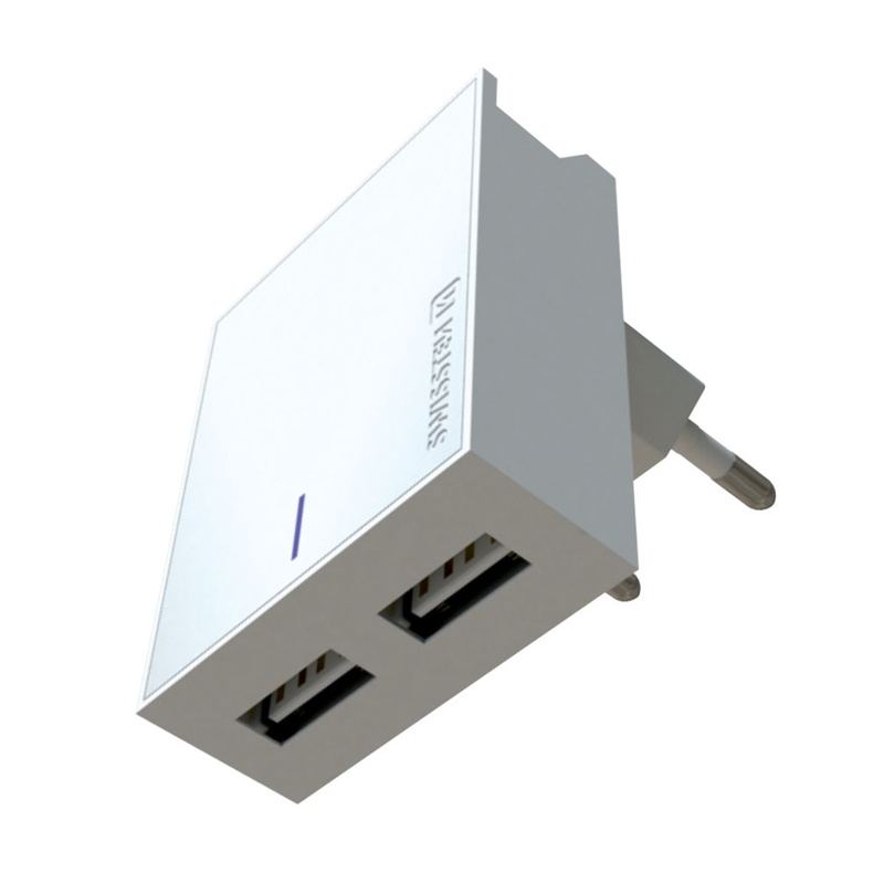 SWISSTEN nabíječka 2x USB - EU koncovka - bílá; 22032000