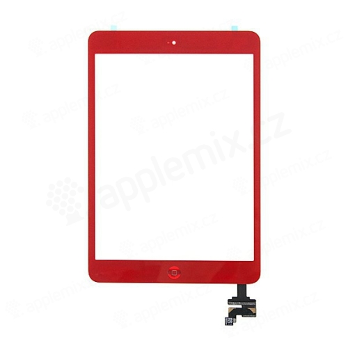 Dotykové sklo (touch screen digi) + IC konektor a flex s Home Buttonem pro Apple iPad mini / mini 2 (Retina) - červené