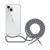 SPELLO Crossbody kryt pre Apple iPhone 15 - Gumový - Priehľadný - Čierny / Biela šnúrka