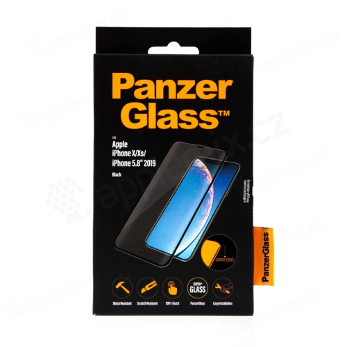 Tvrzené sklo (Tempered Glass) PANZERGLASS pro Apple iPhone X / Xs / 11 Pro - 3D hrana - černé - 0,4mm