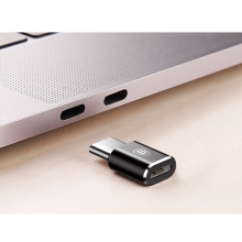 Přepojka / redukce BASEUS - Micro USB samice na USB-C samec - kovová - černá