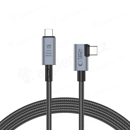 Kabel TECH-PROTECT Ultraboost - USB-C / USB-C - 40 Gbps - 240W - 150cm - tkanička - šedý