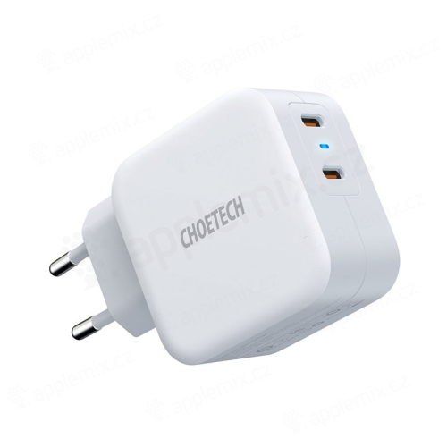 CHOETECH nabíjačka / adaptér pre Apple iPhone / iPad - 2x USB-C - 40W - biela