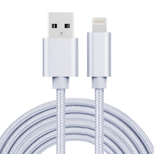 Synchronizační a nabíjecí kabel - Lightning pro Apple zařízení - tkanička - kovové koncovky - stříbrný - 3m