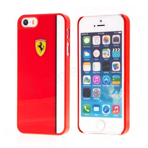 Kryt FERRARI pro Apple iPhone 5 / 5S / SE - plastový - logo Ferrari - červený