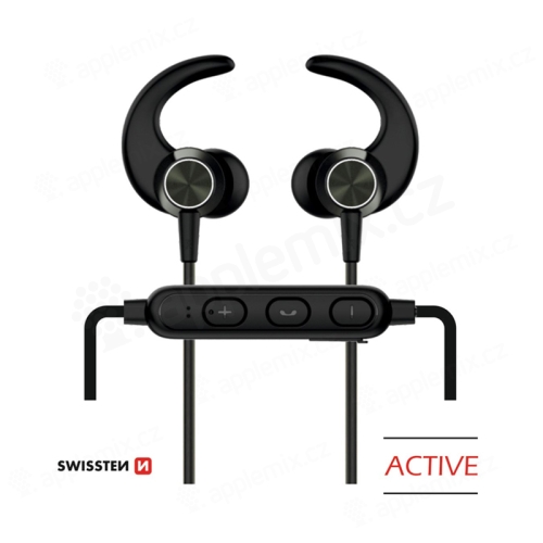 Sluchátka SWISSTEN Active - bezdrátová - Bluetooth 4.2 - mikrofon + ovládání - černá