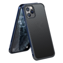 Kryt SULADA pro Apple iPhone 11 Pro - gumový / kovový - karbonová textura - průhledný - mořsky modrý