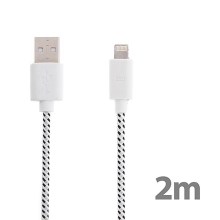 Synchronizační a nabíjecí kabel Lightning pro Apple iPhone / iPad / iPod - tkanička - bílý