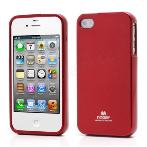 Gumový kryt Mercury pro Apple iPhone 4 / 4S - jemně třpytivý - červený