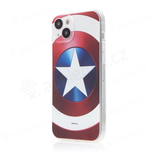 Kryt MARVEL pro Apple iPhone 15 Plus - Kapitán Amerika - gumový - červený