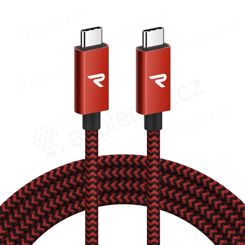 Synchronizační a nabíjecí kabel USB-C / USB-C - podpora 100W - tkanička - červený / černý - 2m
