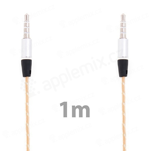 Audio kábel jack 3,5 mm pre Apple iPhone / iPad / iPod a iné zariadenia - zlatý priehľadný - 1 m