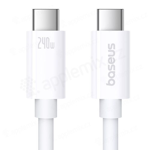 Synchronizačný a nabíjací kábel BASEUS - USB-C / USB-C - 240 W - 40 Gb/s - 1 m - biely