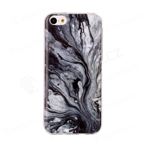 Kryt pro Apple iPhone 5C - mramorová textura - gumový - černý / bílý
