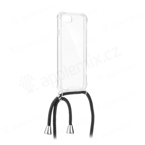 Kryt FORCELL pro Apple iPhone 7 / 8 + černá látková šňůrka - gumový - průhledný