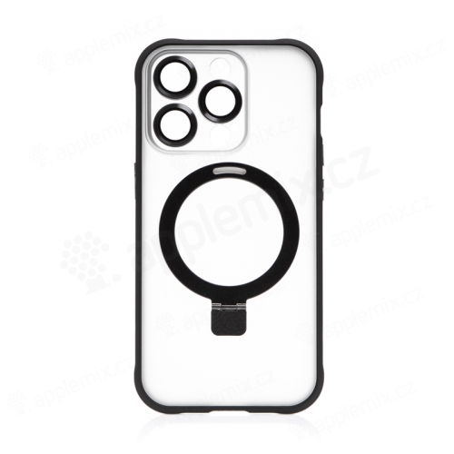 Kryt Mag Ring pre Apple iPhone 14 Pro - Podpora MagSafe + stojan - gumový - čierny