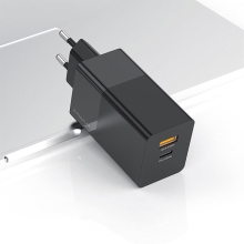 Nabíječka / EU adaptér KUULAA pro Apple zařízení - USB-C / USB - 65W (PD 3.0) - černá