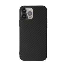 Kryt pro Apple iPhone 13 Pro Max - gumový / umělá kůže - karbonová textura - černý