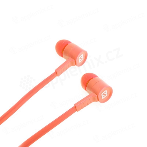 Sluchátka SWISSTEN pro Apple zařízení - špunty - ovládání + mikrofon - plast - oranžová