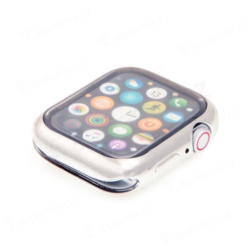 Kryt / puzdro pre Apple Watch Series 7 41 mm - gumové - priehľadné / strieborné