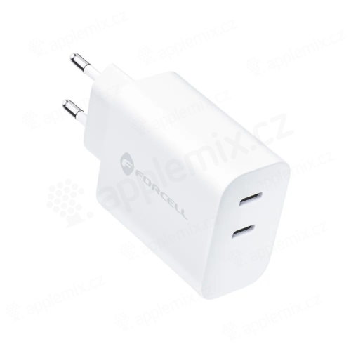 30W EU adaptér / nabíjačka FORCELL - 2x USB-C - biela