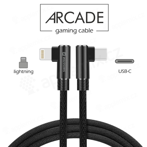 Nabíjací kábel SWISSTEN Arcade pre Apple iPhone / iPad - USB-C / Lightning - 1,2 m - čipka - čierny