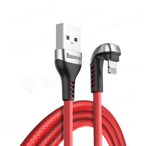 Synchronizační a nabíjecí kabel BASEUS - dioda - lomená koncovka Lightning - červený - 2m